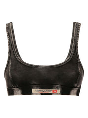 Diesel Underwear Black — Denim-Print Bralette