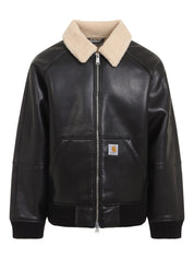 CARHARTT WIP PRE Jackets Black — Shearling‑Collar Jacket