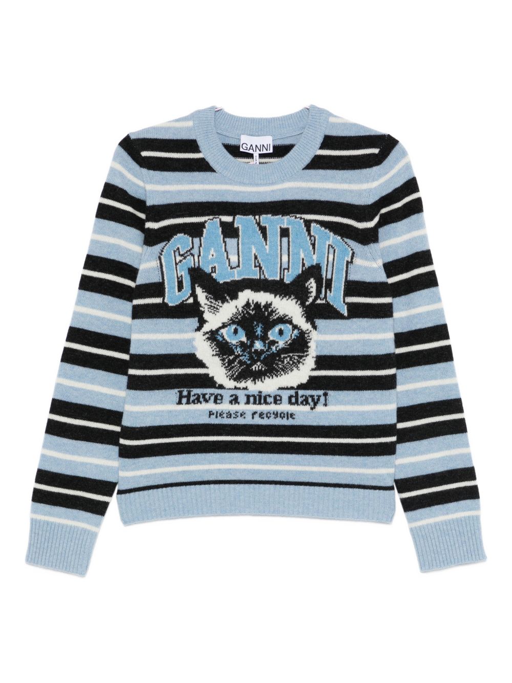 Ganni Sweaters — Clear Blue Wool Crewneck Tops