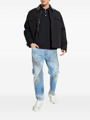 Golden Goose Jackets Black — Padded Cotton Jacket with Leather Collar