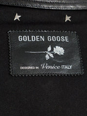 Golden Goose Jackets Black — Padded Cotton Jacket with Leather Collar
