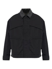Golden Goose Jackets Black — Padded Cotton Jacket with Leather Collar