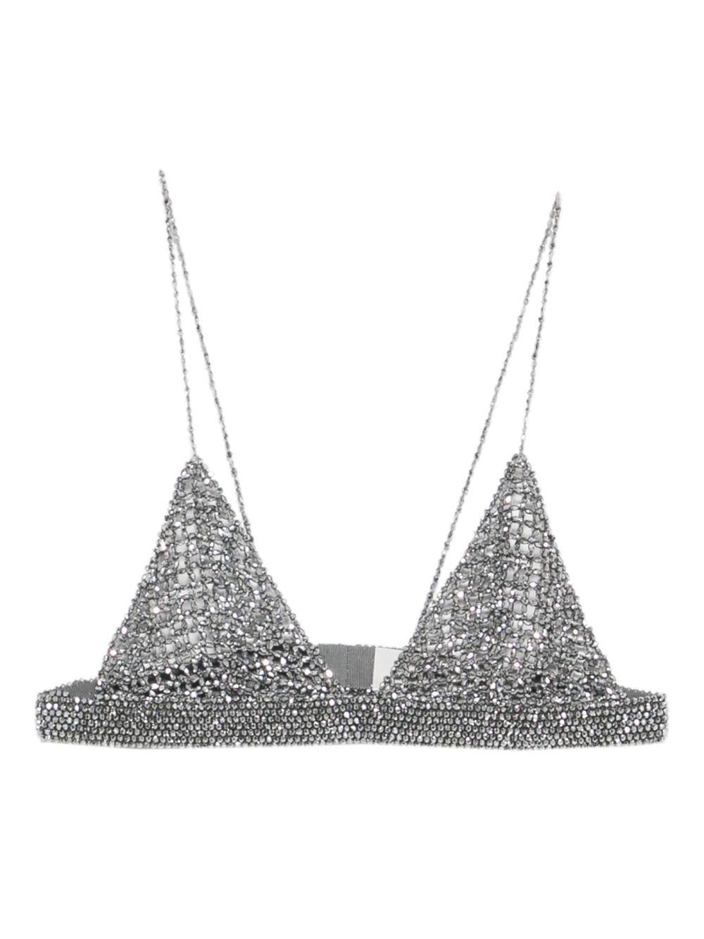 Golden Goose Grey Embroidered Chain Silk-Feel Top