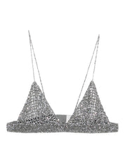 Golden Goose Grey Embroidered Chain Silk-Feel Top