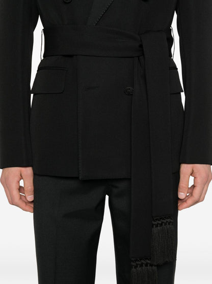 Valentino Black Wool Double‑Breasted Jacket — Men’s Jackets