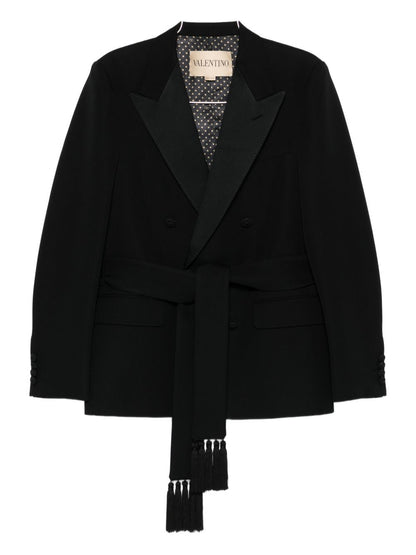 Valentino Black Wool Double‑Breasted Jacket — Men’s Jackets