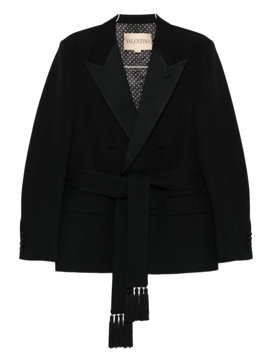 Valentino Black Wool Double‑Breasted Jacket — Men’s Jackets
