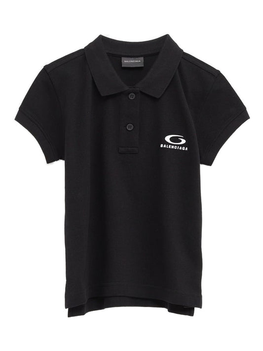 Balenciaga Black Cotton Polo — Women's Topwear Elegance