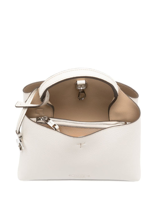 Tod'S White Leather Shopper — Micro Tote Elegance
