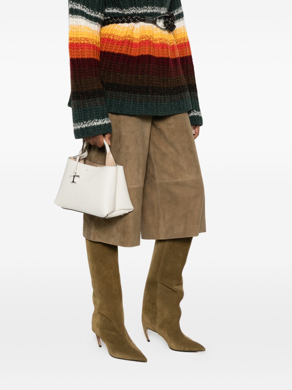 Tod'S White Leather Shopper — Micro Tote Elegance