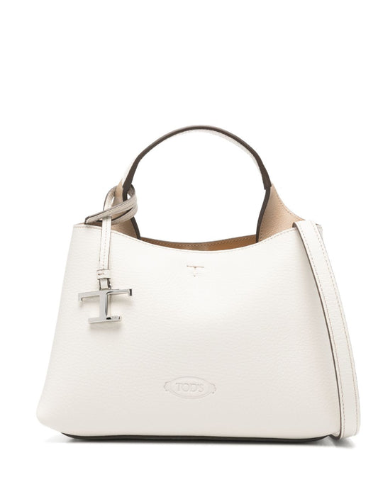 Tod'S White Leather Shopper — Micro Tote Elegance