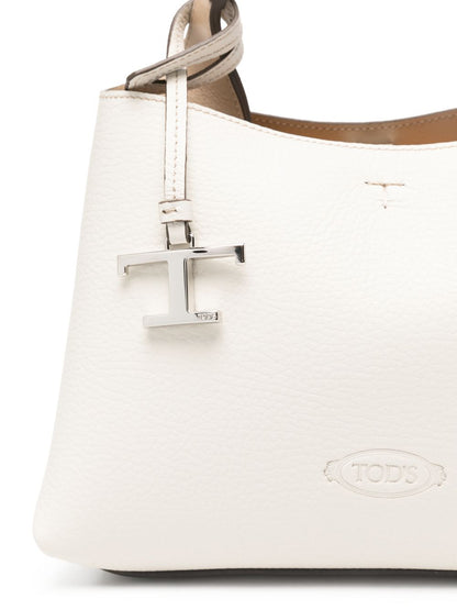 Tod'S White Leather Shopper — Micro Tote Elegance