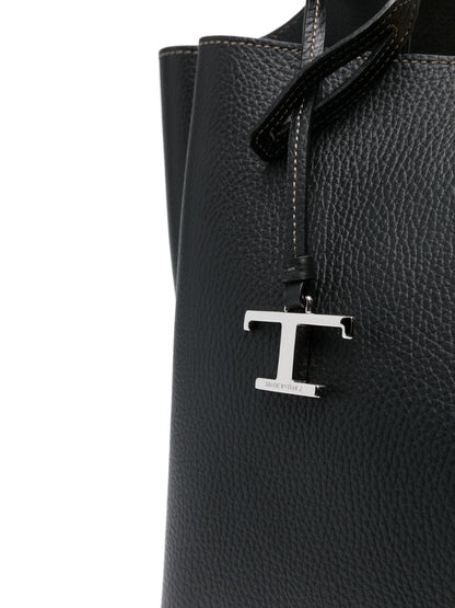 Tod'S Black Shopper Tote Bag — Medium Calf Leather (40cm)