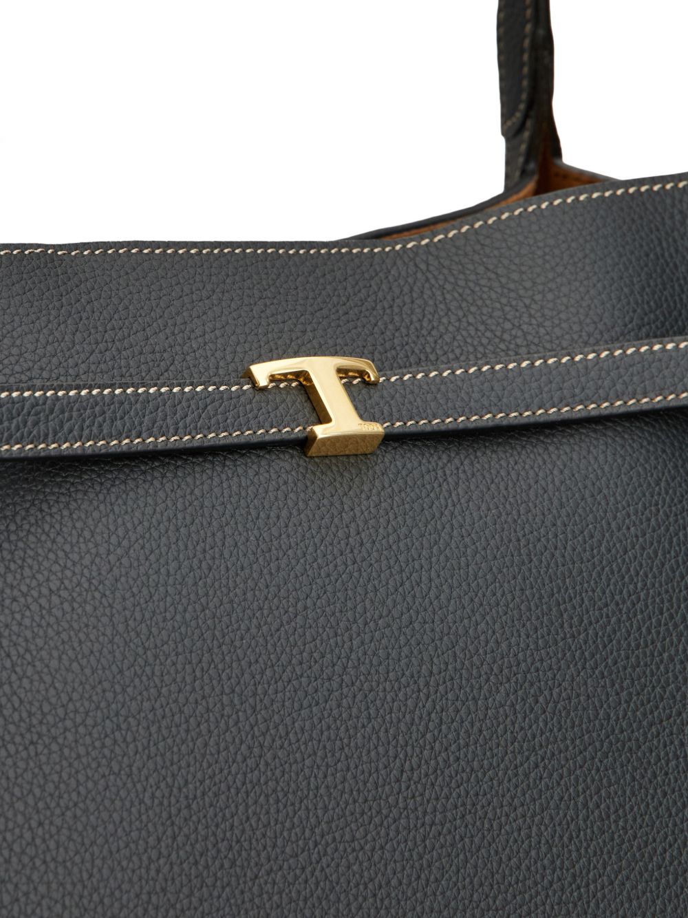 Tod'S Leather Medium Shopper Bag — Black & Gold