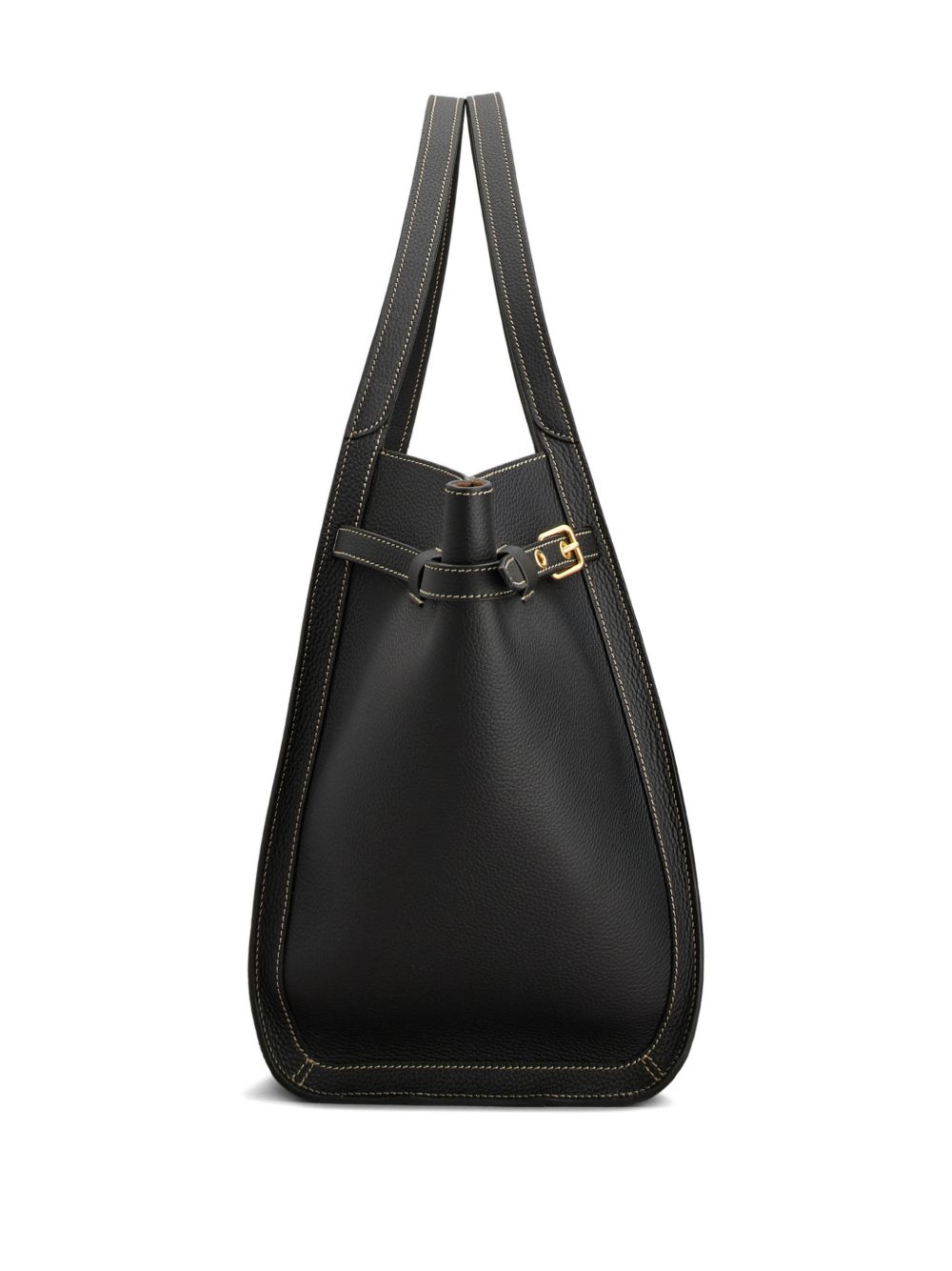 Tod'S Leather Medium Shopper Bag — Black & Gold