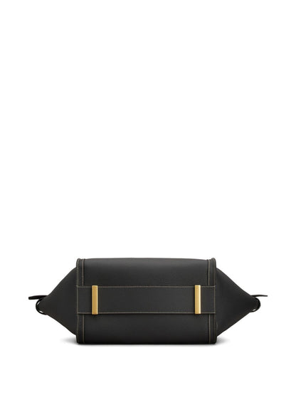 Tod'S Leather Medium Shopper Bag — Black & Gold