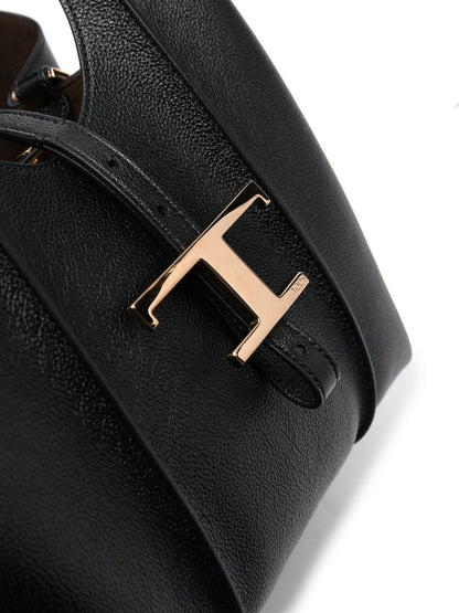 Tod'S T Timeless Mini Leather Shopping Bag - Black