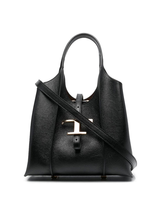 Tod'S T Timeless Mini Leather Shopping Bag - Black