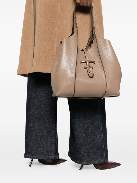 Tod'S Shopper Bag — Small Leather Tote, Light Brown