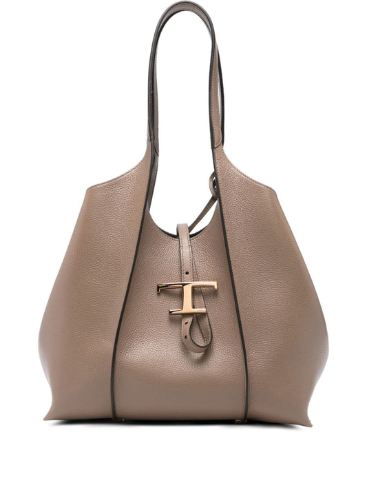 Tod'S Shopper Bag — Small Leather Tote, Light Brown