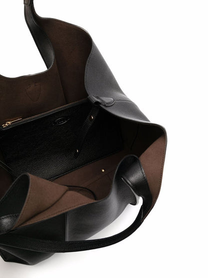 Tod'S Black Shopper Bag — Medium Leather Tote