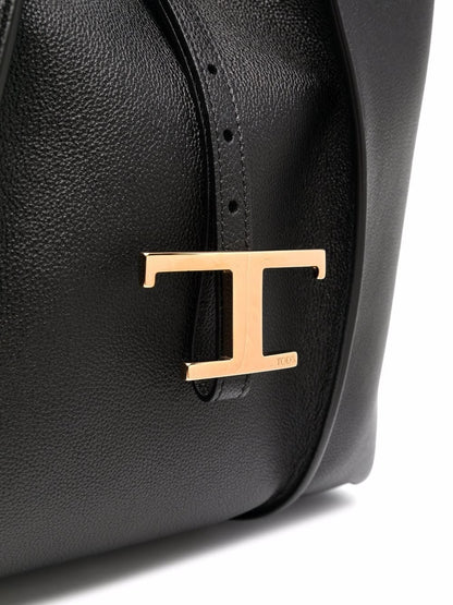 Tod'S Black Shopper Bag — Medium Leather Tote