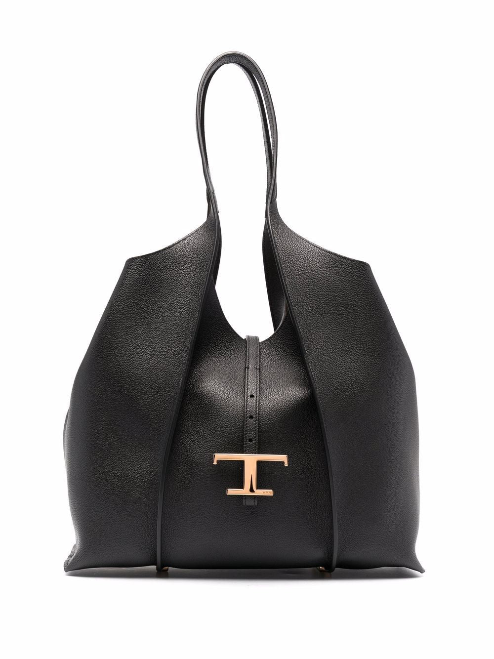 Tod'S Black Shopper Bag — Medium Leather Tote