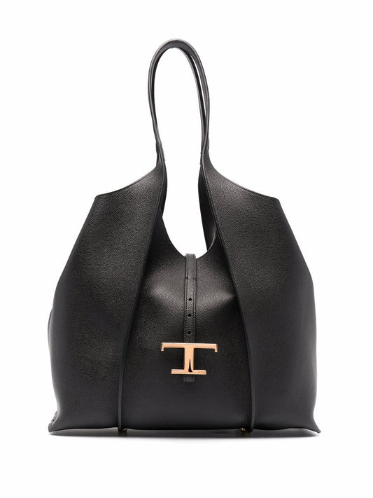 Tod'S Black Shopper Bag — Medium Leather Tote