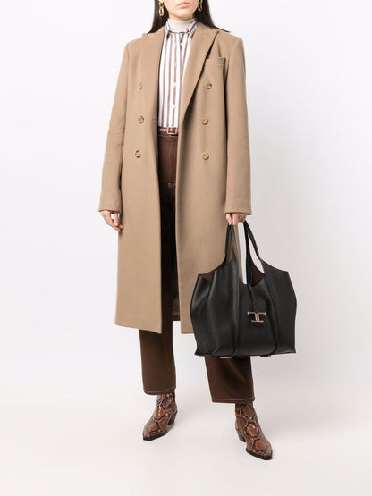 Tod'S Black Shopper Bag — Medium Leather Tote