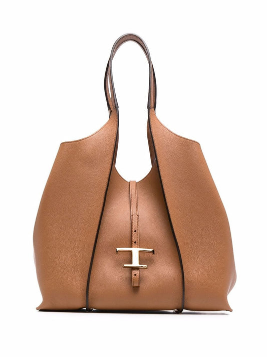 Tod'S Leather Brown Shopper Bag — Timeless Tote