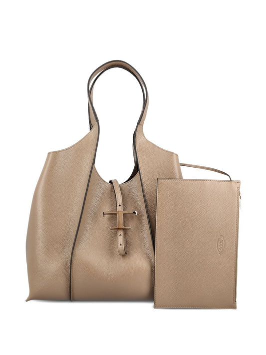 Tod'S Shopper Bag — Medium Leather Tote, Beige