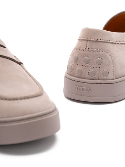 Tod'S Dove Grey Moccasins — Suede Loafers for Men