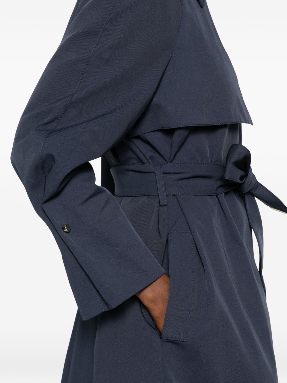 Emporio Armani Blue Cotton‑Blend Trench Coat — Coats