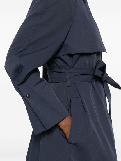Emporio Armani Blue Cotton‑Blend Trench Coat — Coats