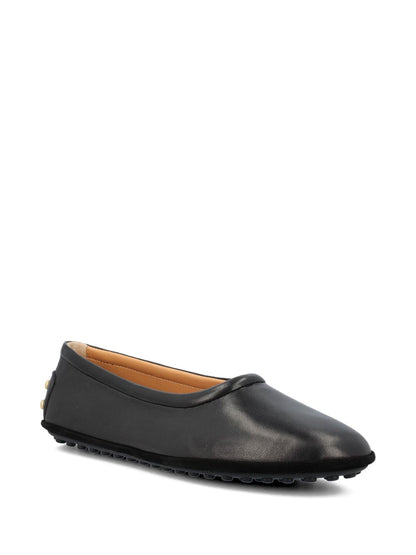 Tod'S Black Flat Shoes — Leather Ballets for Women | Tod'S