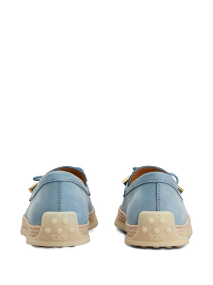 Tod'S Clear Blue Moccasins — Suede Flats for Women