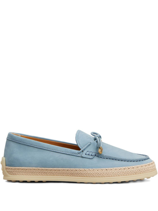 Tod'S Clear Blue Moccasins — Suede Flats for Women