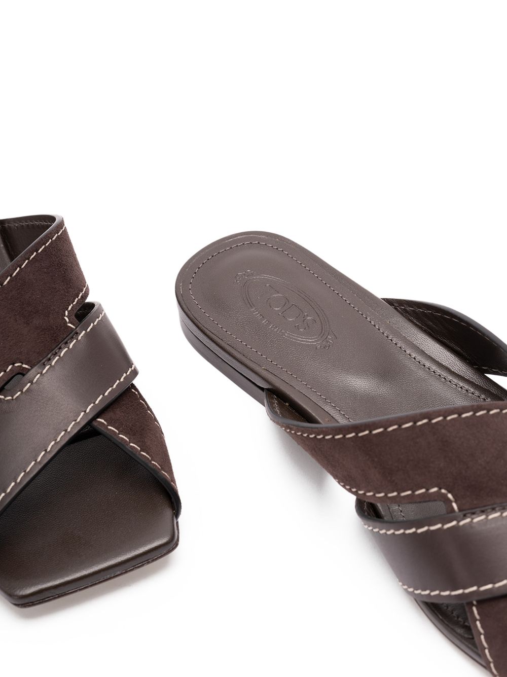 Tod'S Sandals — Dark Brown Leather Flats for Women