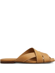 Tod'S Sandals Leather Brown — Flat Crisscross Sandals
