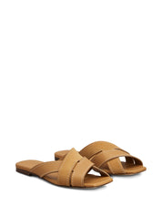 Tod'S Sandals Leather Brown — Flat Crisscross Sandals