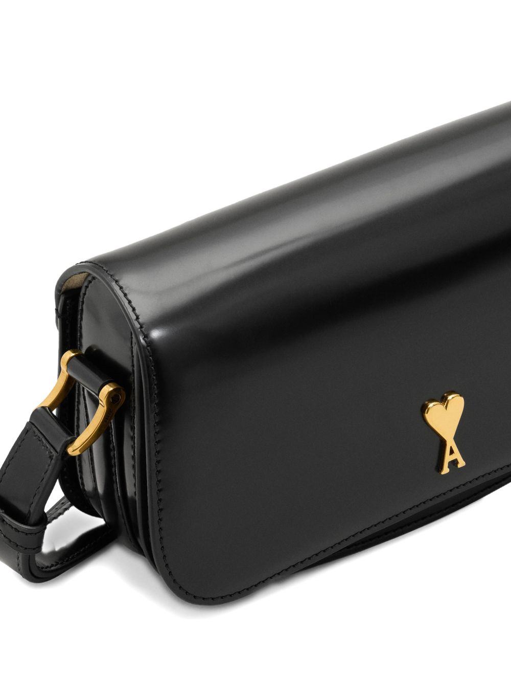 Ami Paris Shoulder Bag — Paris Paris Leather (Black)