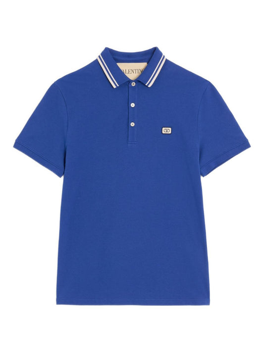 Valentino VLogo Cotton Polo – Blue Men's Topwear