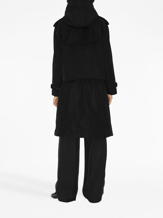 Burberry Cropped Cotton Trench Coat — Black, 48 cm
