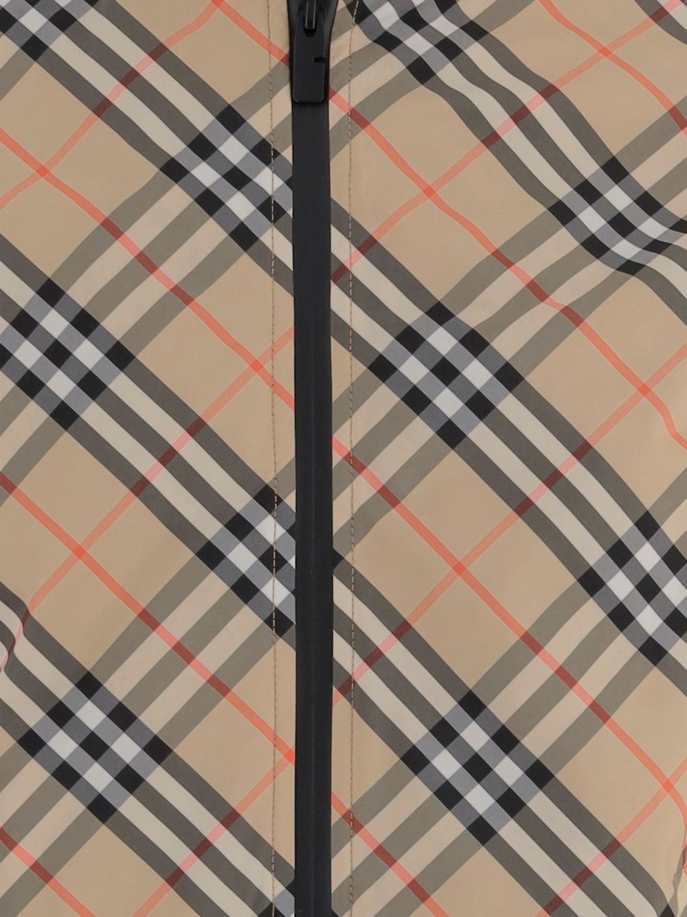 Beige Burberry Coat — Checked Blouson with Detachable Hood