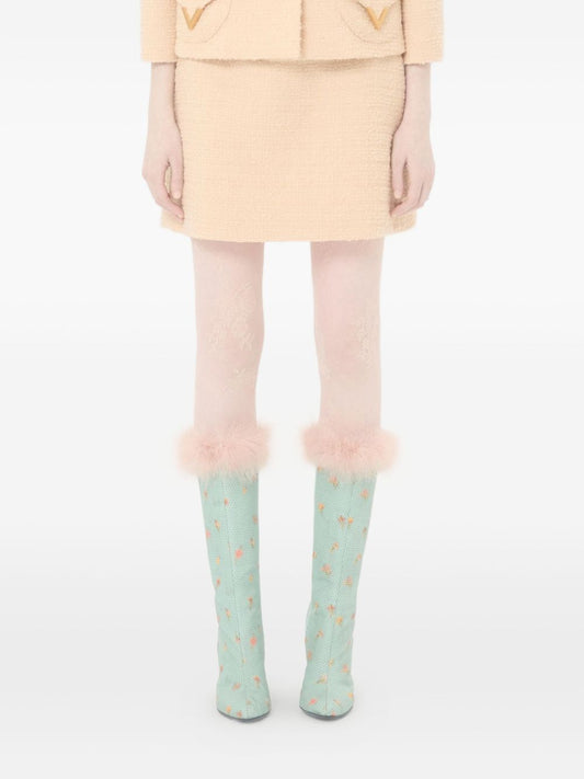 Valentino Beige VLogo Wool Skirt — Tailored Luxury