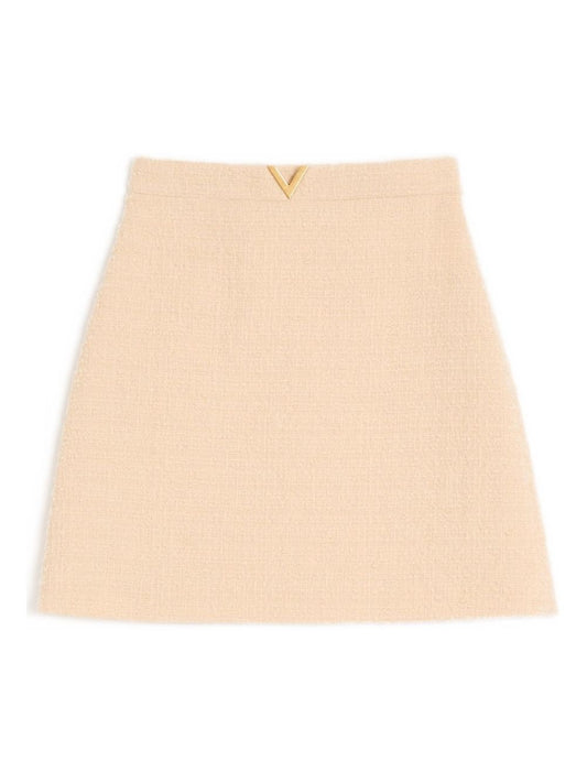 Valentino Beige VLogo Wool Skirt — Tailored Luxury