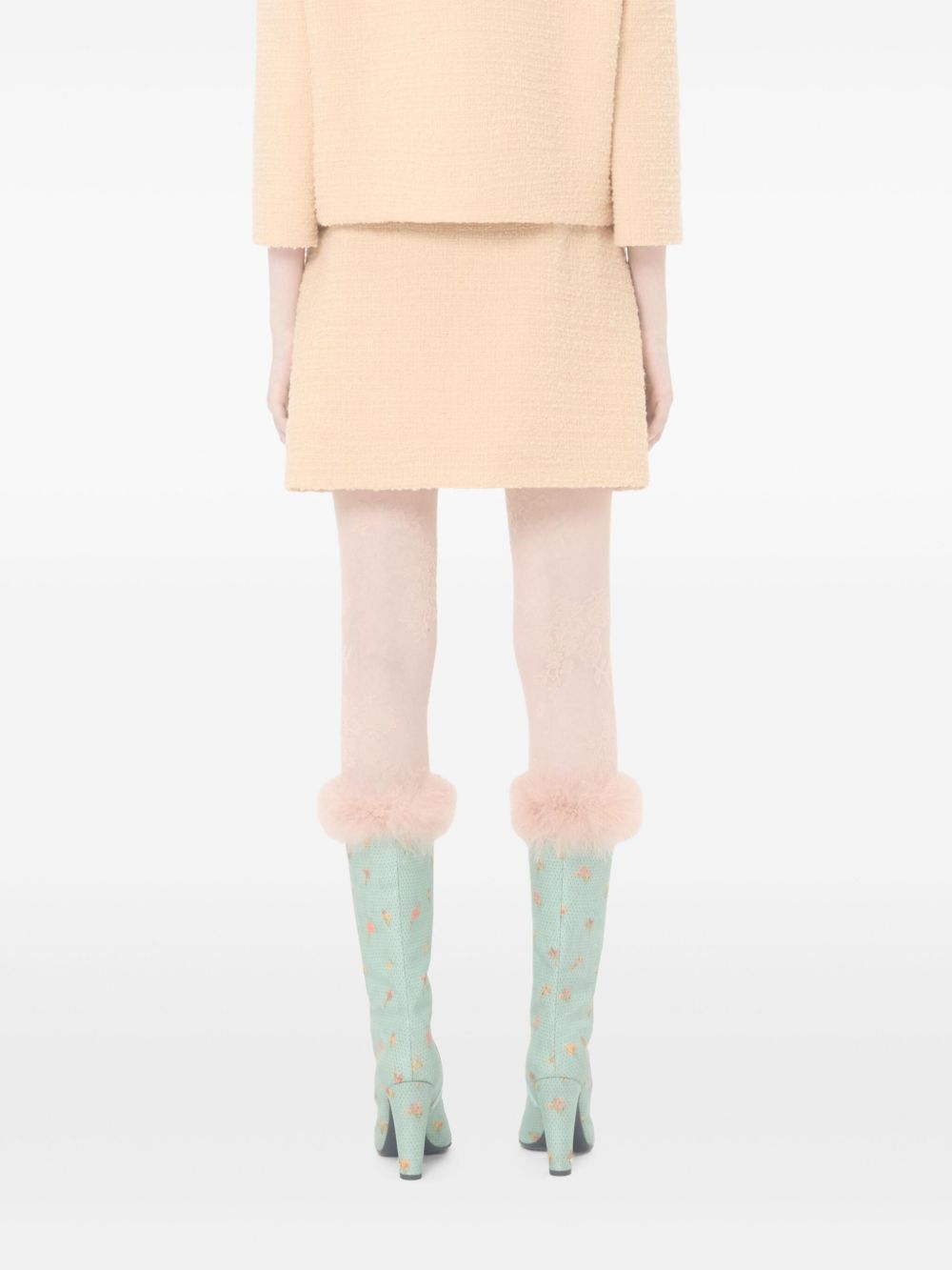 Valentino Beige VLogo Wool Skirt