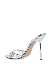 Paris Texas Sandals Silver — Stiletto Leather Mules