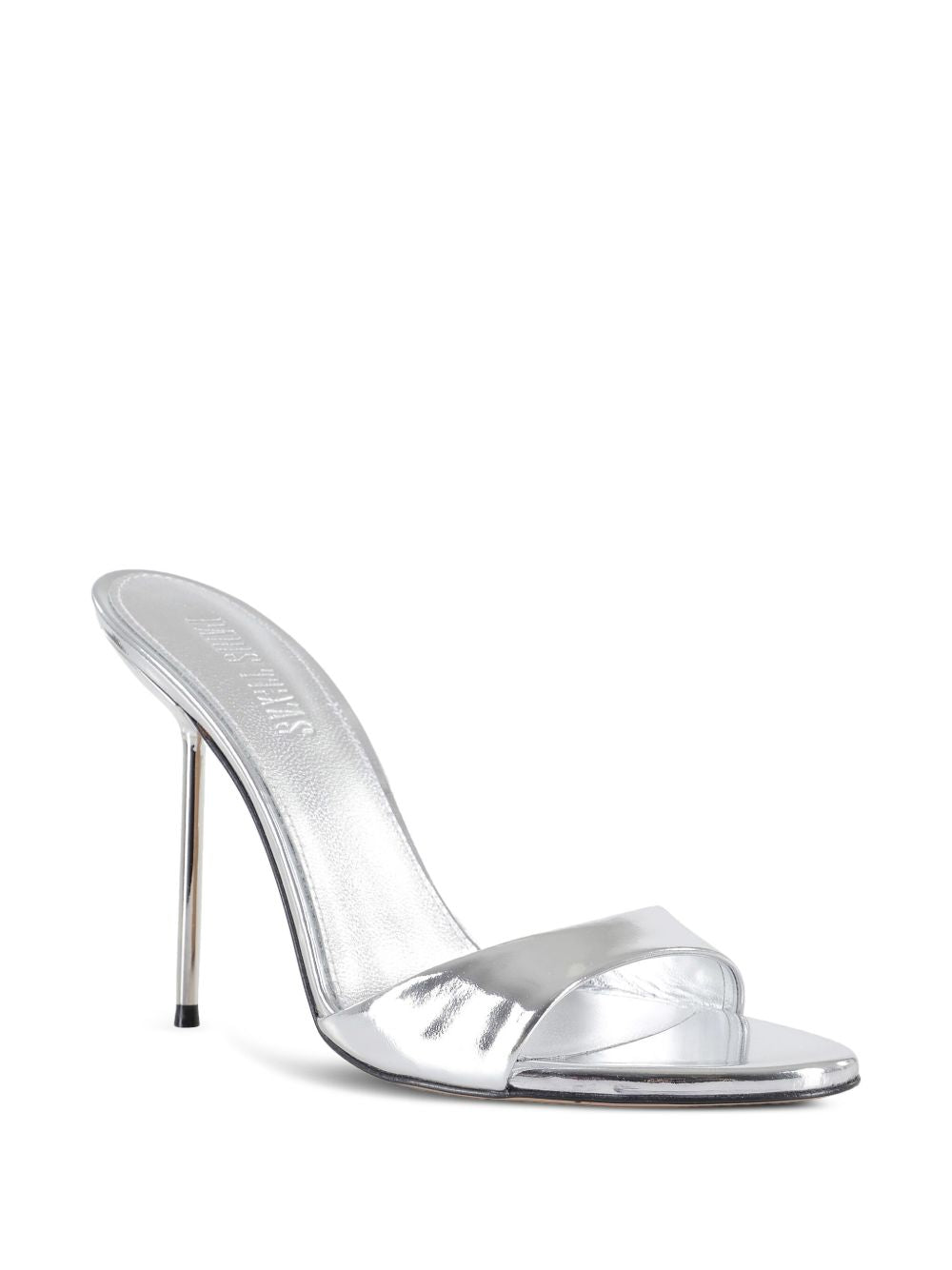 Paris Texas Sandals Silver — Stiletto Leather Mules