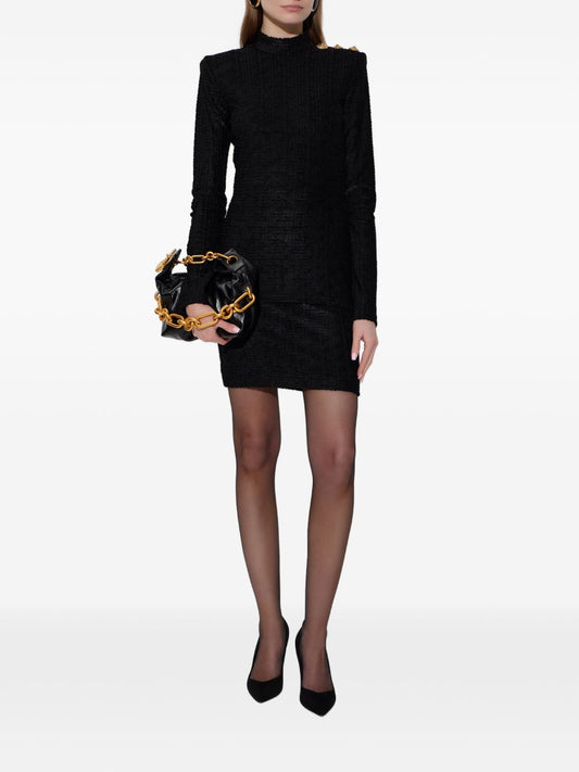 Balmain Black Monogram Midi Skirt — Women's Skirts